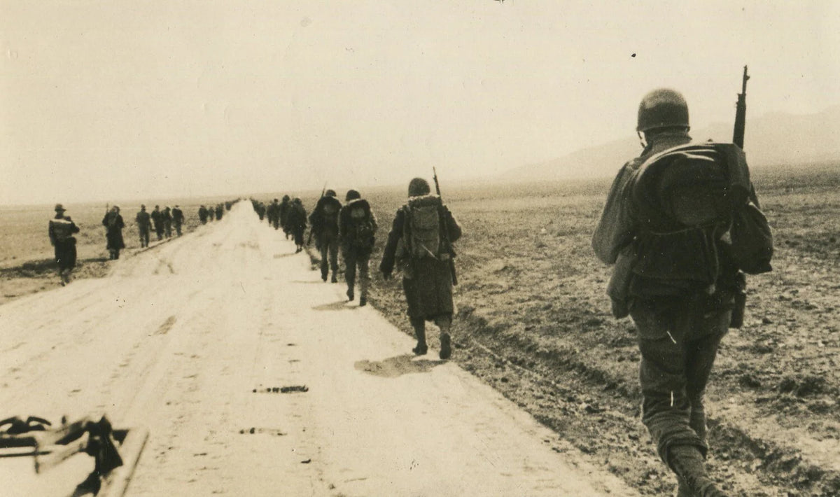 World War II U.S. Soldiers on Tunisian Road - Vintage 8x10 Print, Black & White