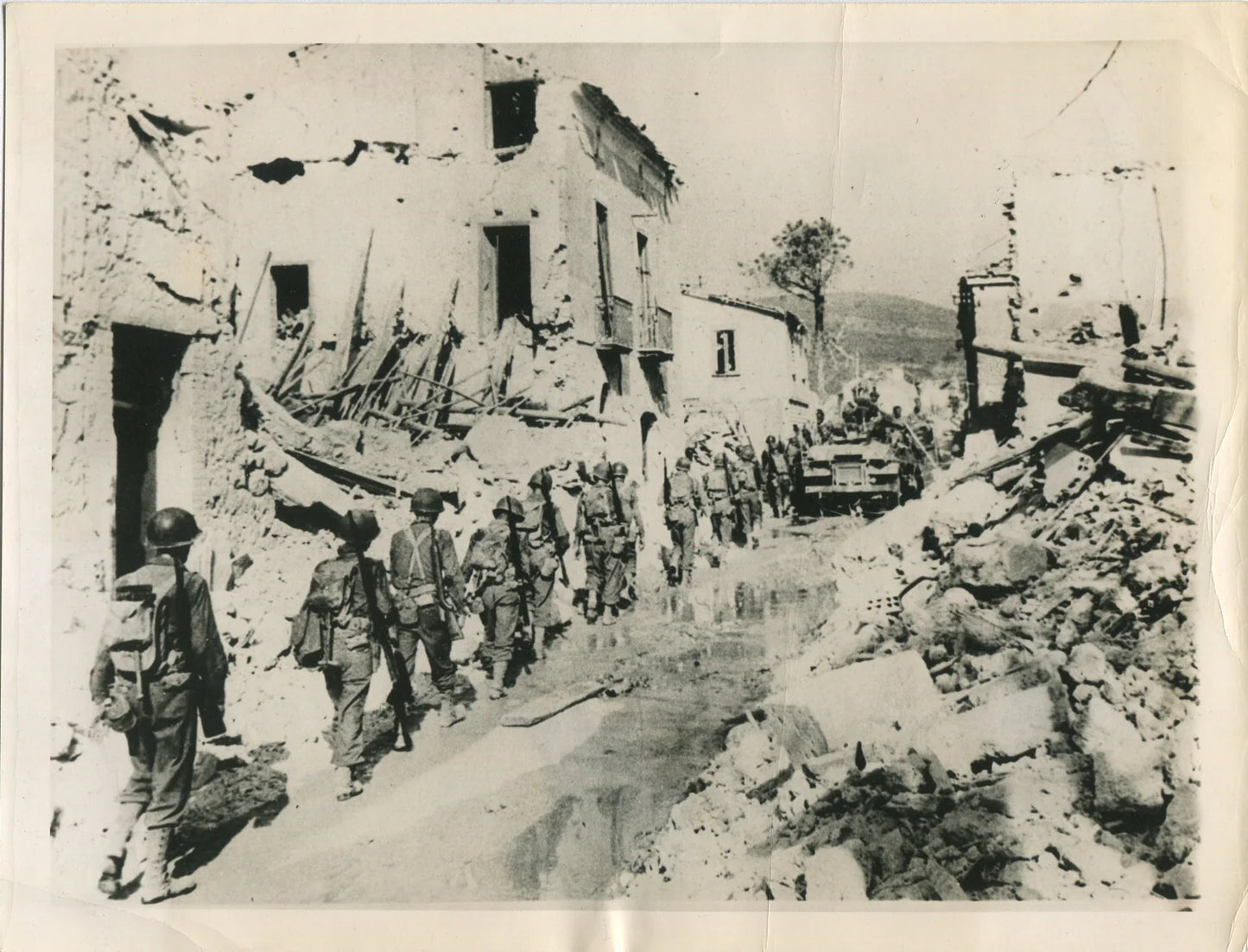 Vintage WWII U.S. Infantrymen Battipaglia, Italy - 8x10 Photo Print, Ready to