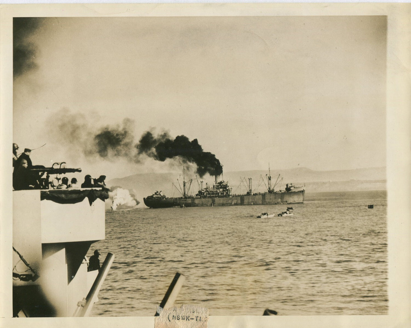 Vintage WWII Naval Battle Photo 8x10 Print - Allied vs Axis Ships in Action -