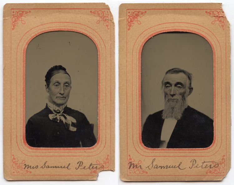 WEALTHY COUPLE MR AND MRS SAMUEL PETERS SET OF 2 TINTYPES