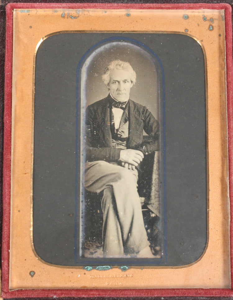 DAGUERREOTYPE RELAXED MAN, CHURCH WINDOW CROP. BY MCCLEES, GERMON, PHIL. PA.