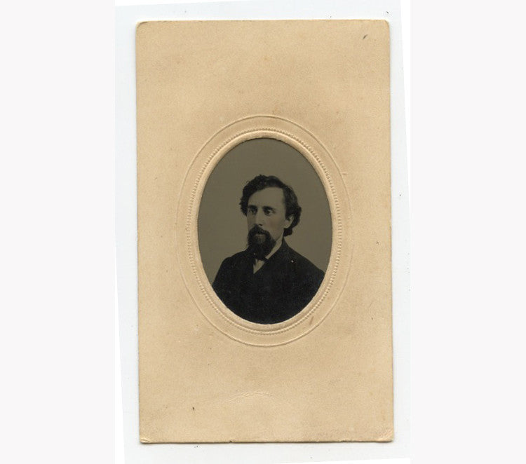 TINTED CHEEKS, TINTYPE PORTRAIT MAN W/ GOATEE + GREAT SUIT, 1/16 PLATE