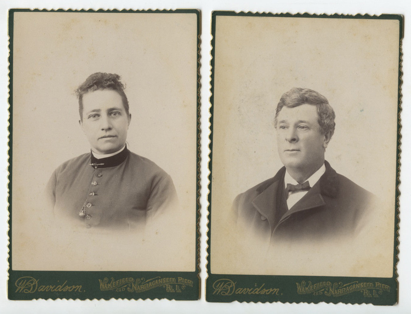 SET OF 2 CAB CARDS MAN/LADY FROM WAKEFIELD/NARRAGANSETT, RI, MAN IDED ON BACK