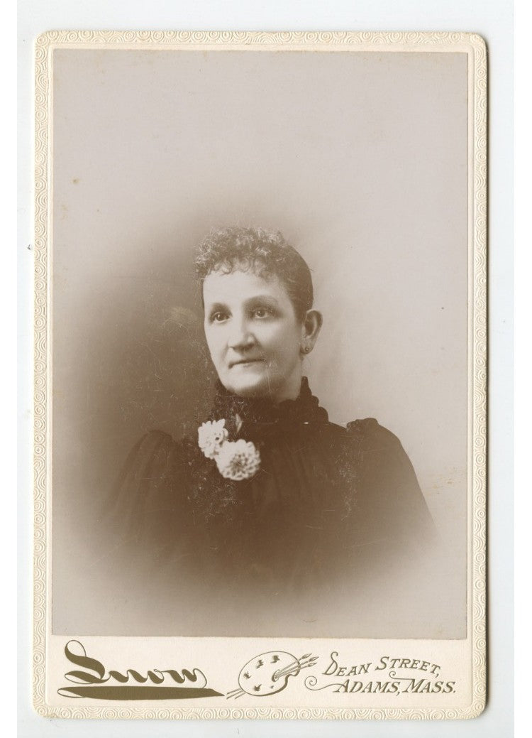 Vintage Cabinet Card Photo: Lady from Adams, MA by Snow Studio - 19th-Century