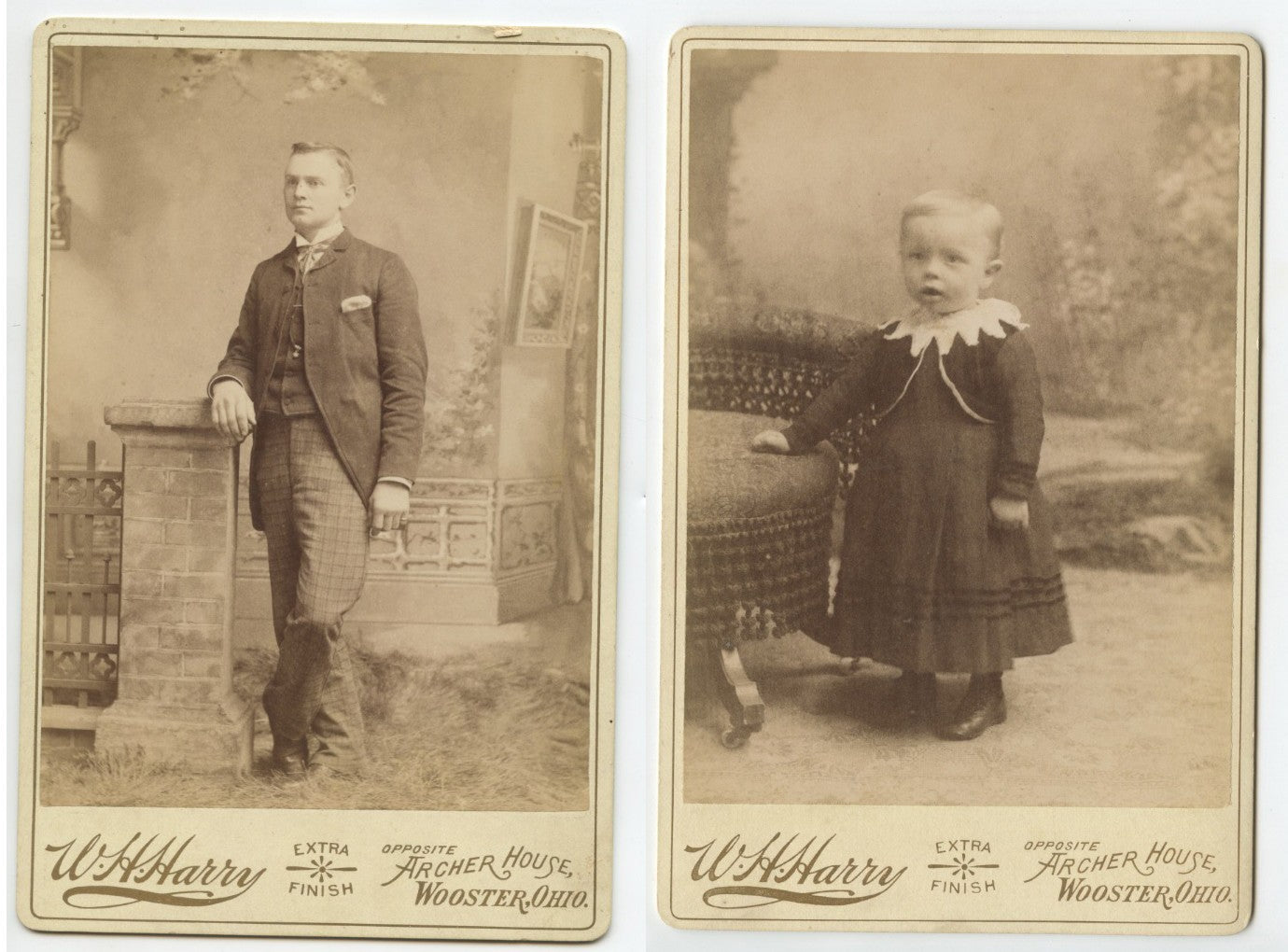 Vintage Cabinet Card Photos - Set of 3 Studio Portraits by Harry (Wooster, OH)