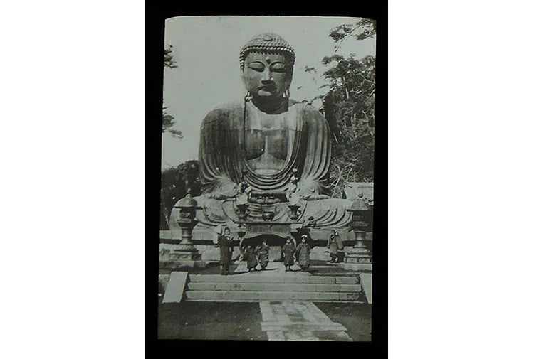 TOKYO, JAPAN, PHOTO ON GLASS, PEOPLE + GIANT BUDDHA STATUE