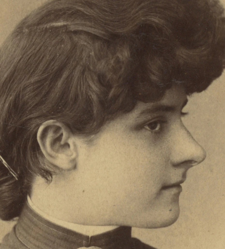 CAB CARD PHOTO PROFILE OF LADY FROM MARSHALL, MICH, BY SHARPSTEEN