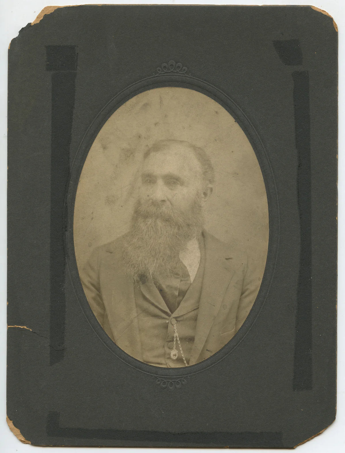 VINT PHOTO + M. SONNEBORN AD, MAN W/ GREAT BEARD, WHEELING, W. VA + BELLAIRE, OH