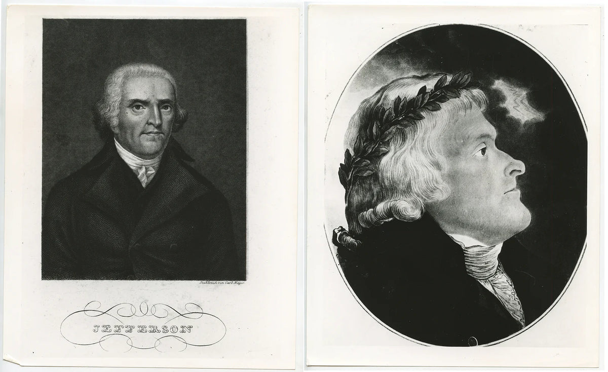 THOMAS JEFFERSON B+W ETCHING SET OF 2 8X10 PHOTO REPRINT