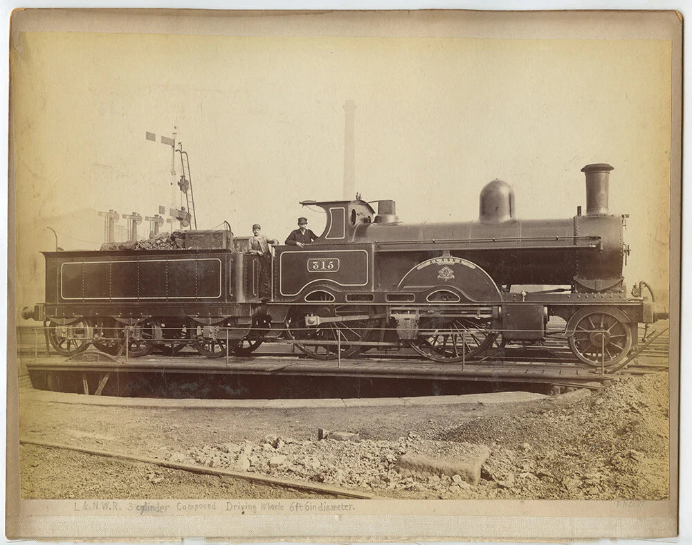 LOCOMOTIVE LONDON NW RAILWAY 8X10 ALBUMEN PRINT + 4 GROUP PHOTOS
