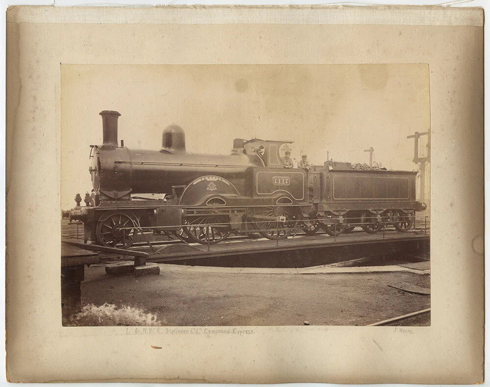 LONDON NW RAILWAY LOCOMOTIVE 6X8 ALBUMEN PRINT + 2 CALIFORNIA PHOTOS