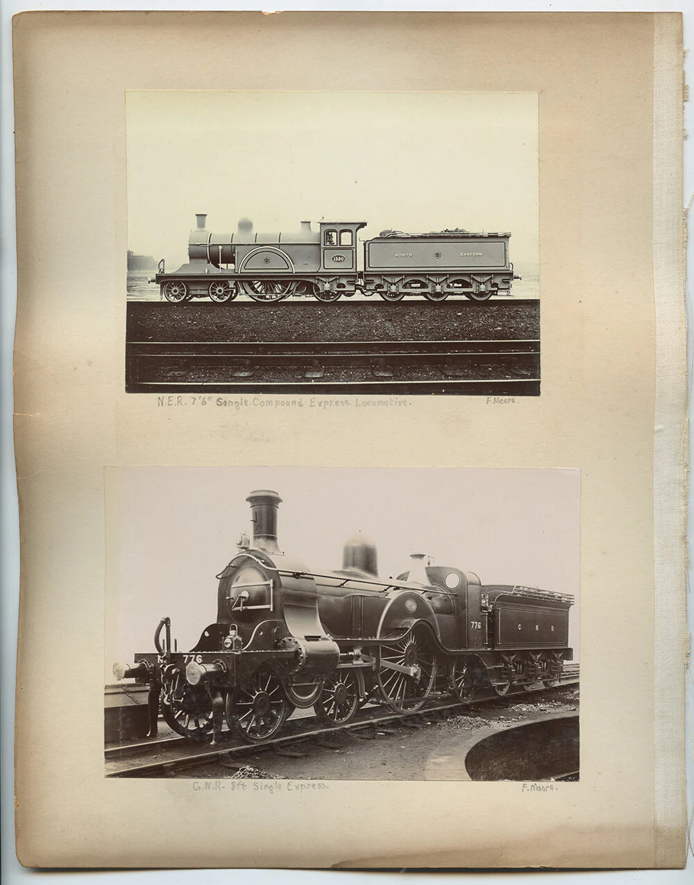 LOCOMOTIVES COMPOUND EXPRESS + SINGLE EXPRESS 1890S TRAIN RAILWAY PHOTOS