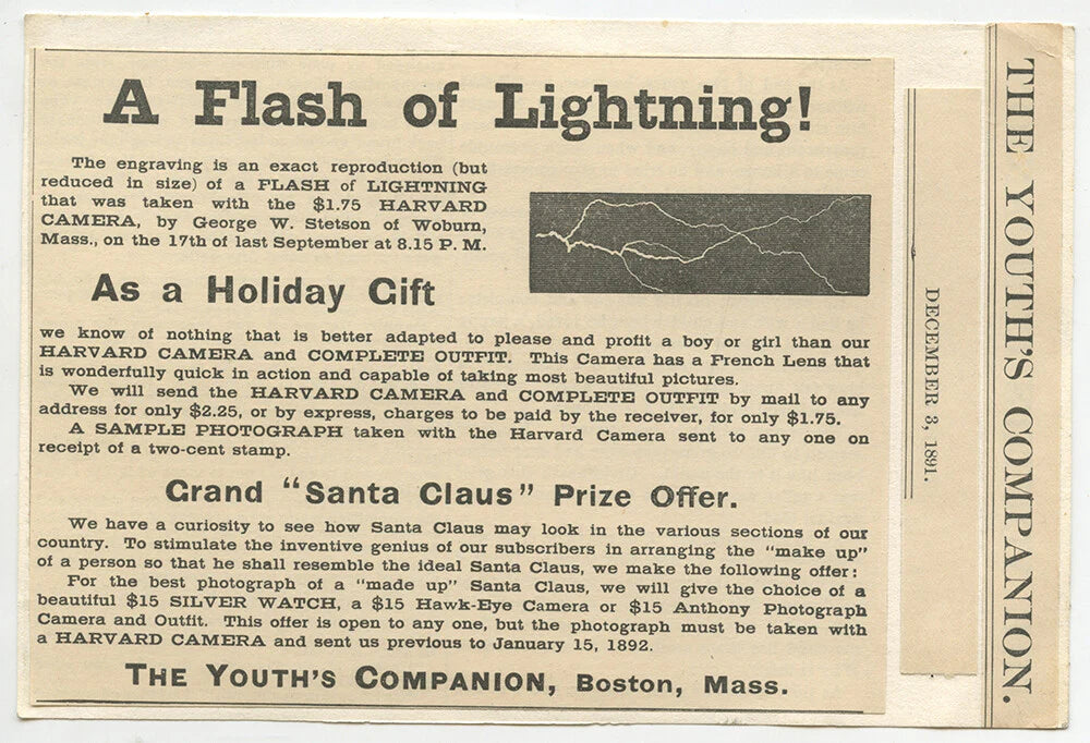 HARVARD CAMERA FROM THE YOUTHS COMPANION BOSTON, MASS, DEC. 3, 1891