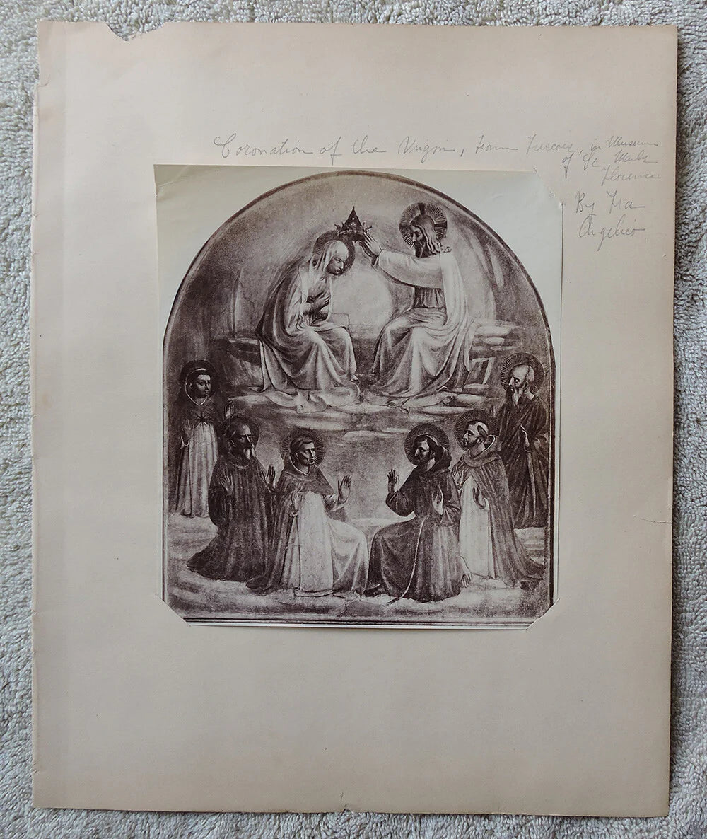 VINT 6.5X7.5 RELIGIOUS ALBUMEN PRINT CORONATION OF THE VIRGIN BY FRA ANGELICO