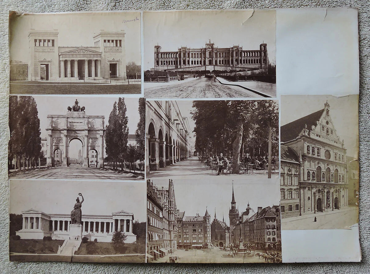 SET OF 7 ALBUMEN PRINTS BEAUTIFUL OLD ARCHITECTURE + STATUES