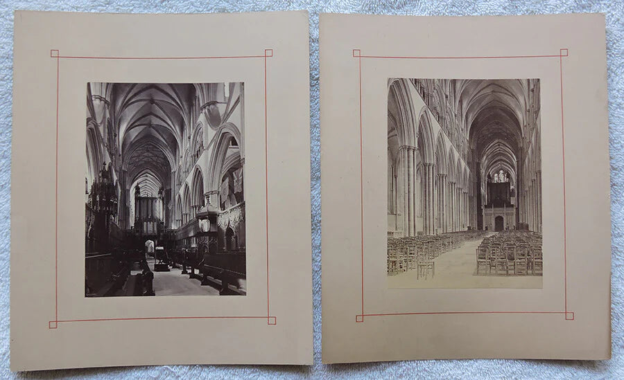 SET OF 2 VINT PHOTOS, CATHEDRAL INTERIOR, BEAUTIFUL ARCHITECTURE