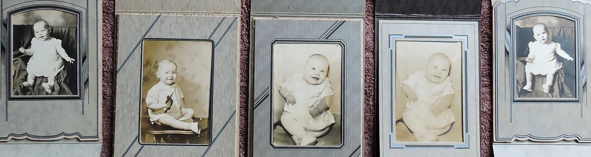 PHOTOGRAPH OF ART DECO BABIES IN FOLDERS LOT OF 5