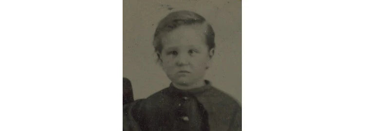STUDIO PORTRAIT HANDSOME BOY W/ GREAT COAT 1/9 PLATE TINTYPE