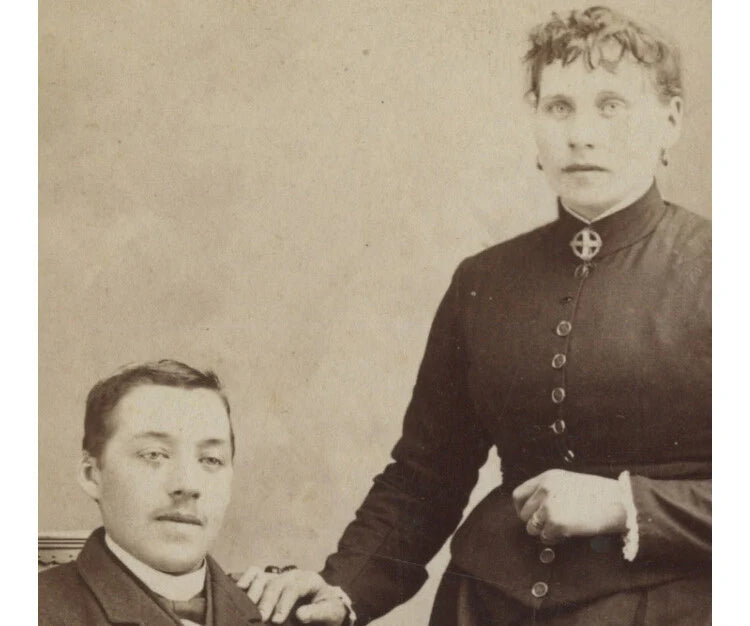 1870S CADILLAC, MICH, MAN + WIFE IDED MR + MRS C WESTMAN, PHOTO BY BRAGG