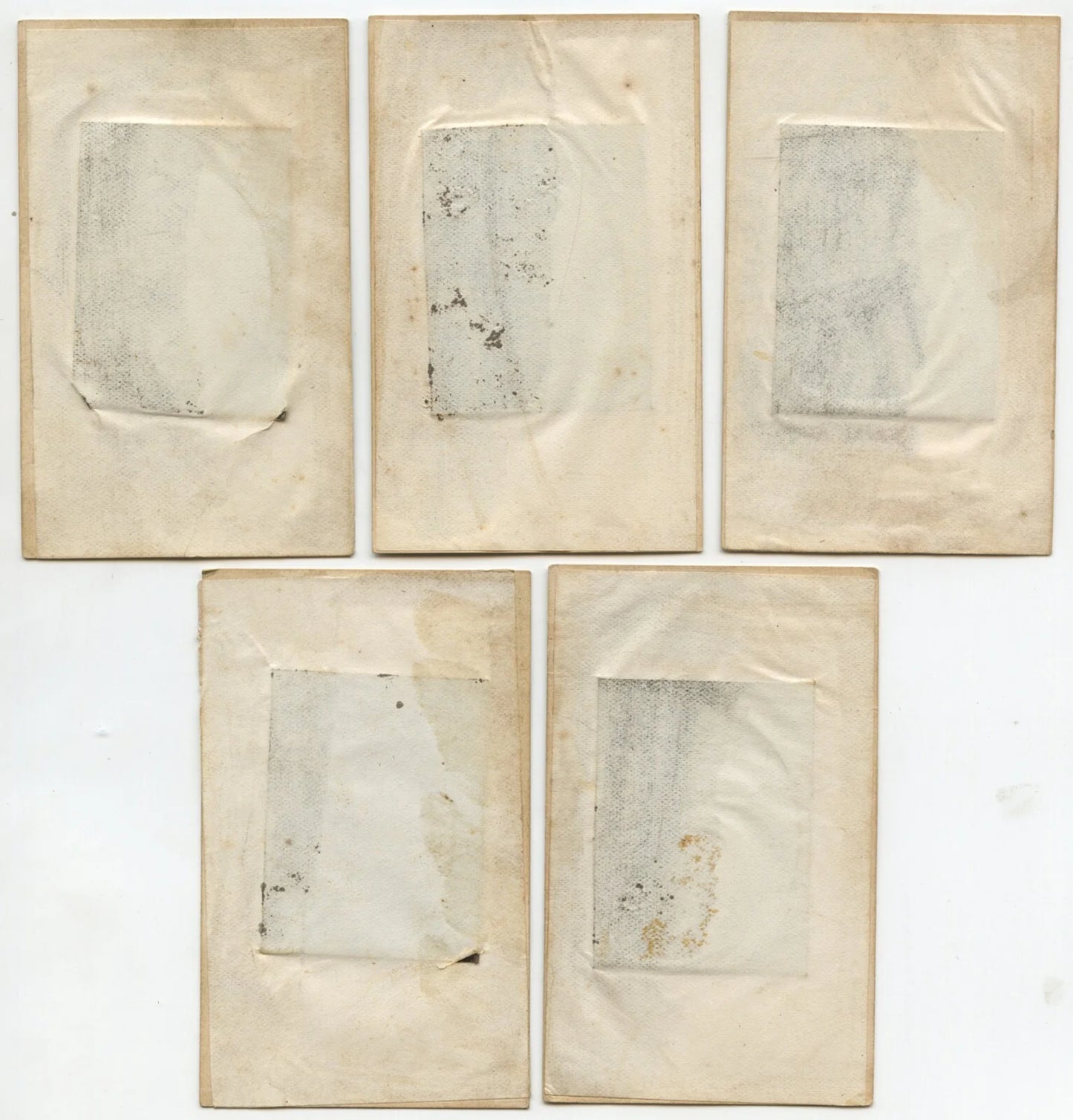 LADIES IN OVAL MATS, 1/9 PLATE TINTYPES, SET OF 5