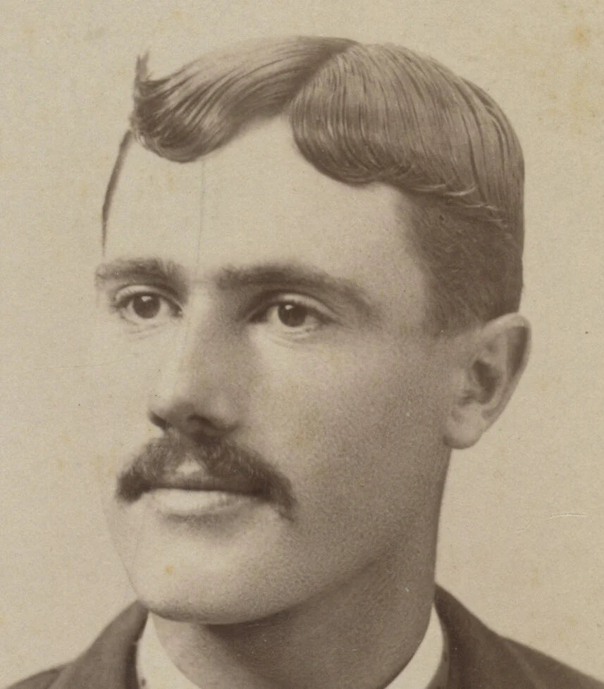 FOXCROFT, ME, PHOTO HANDSOME MAN W/ NICE SUIT + MUSTACHE