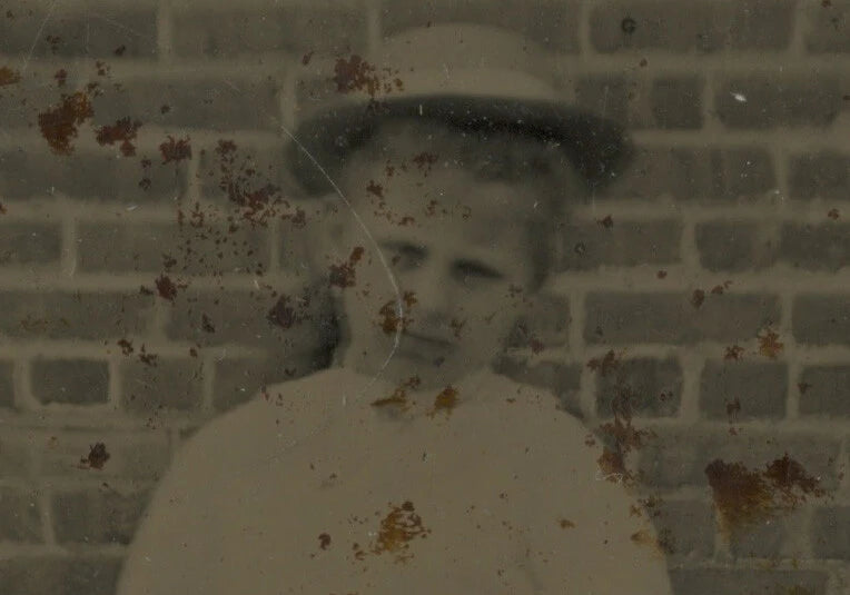 OUTDOOR TINTYPE 4X5.5 INCHES, GIRL WITH HAT + DRESS, HALF PLATE