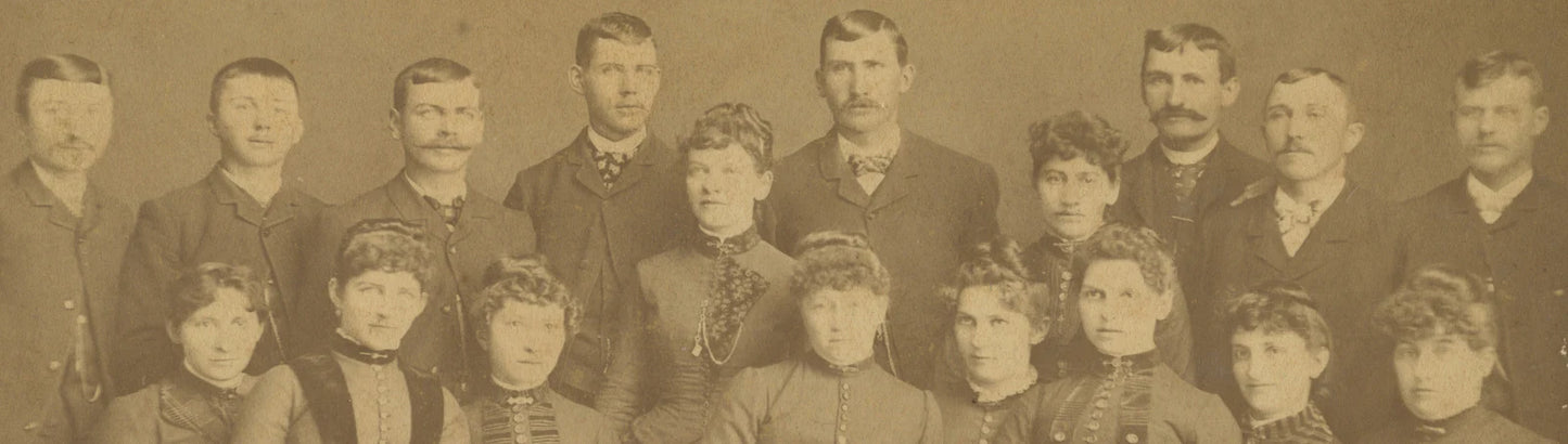 PANORAMA 1870S UNIQUE SIZE, GROUP PHOTO MEN + LADIES