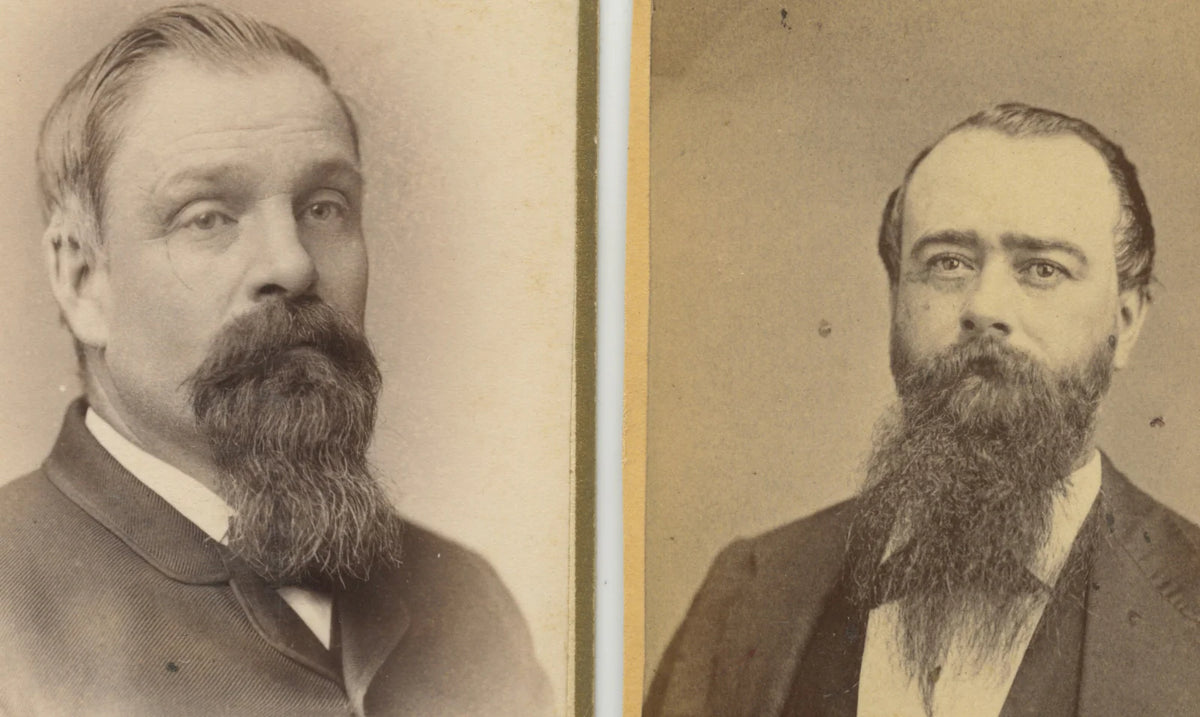 GREAT BEARDS, ST JOHNSBURG, VT, SET OF 2 PHOTOS, MEN