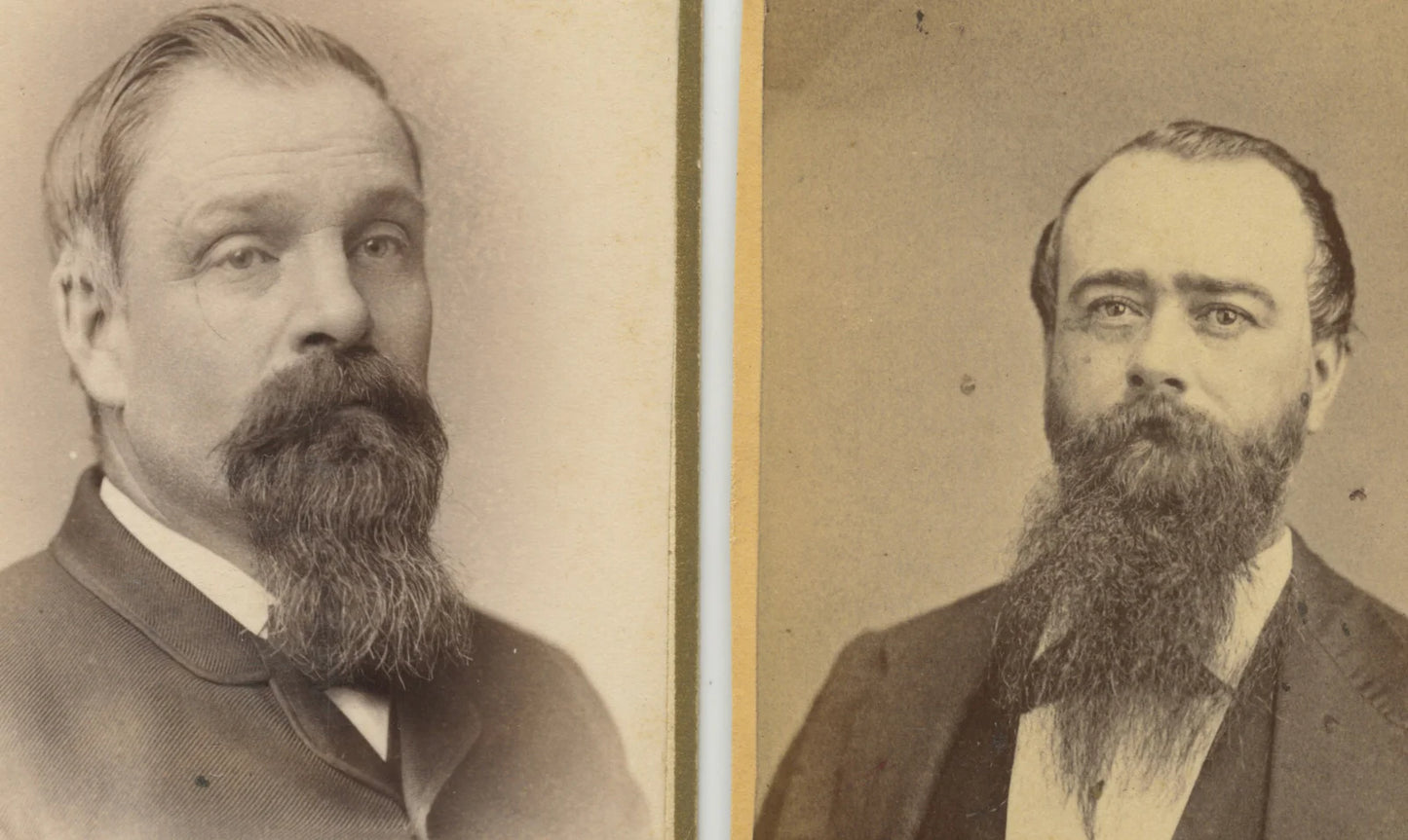 GREAT BEARDS, ST JOHNSBURG, VT, SET OF 2 PHOTOS, MEN