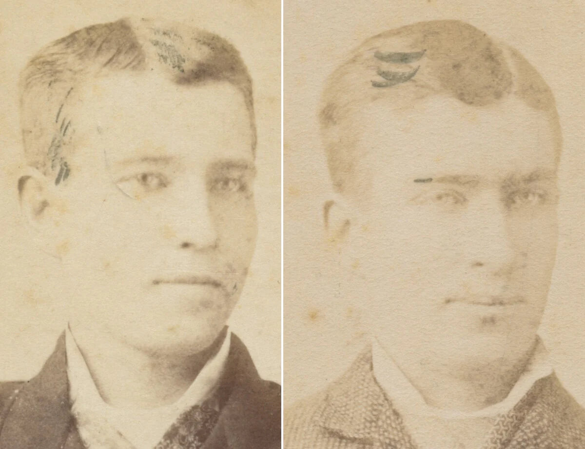 MEN FROM JOHNSTOWN, NY, SET OF 2 PHOTOS