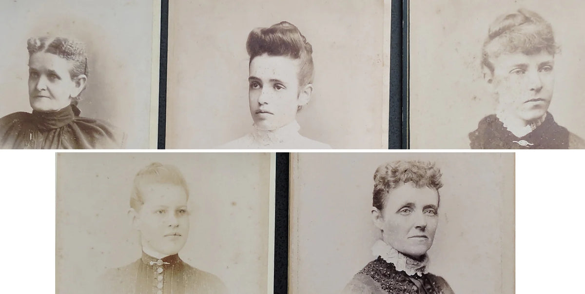 WOMEN OF PHILADELPHIA, PA, 1800S LOT OF 5 PHOTOS