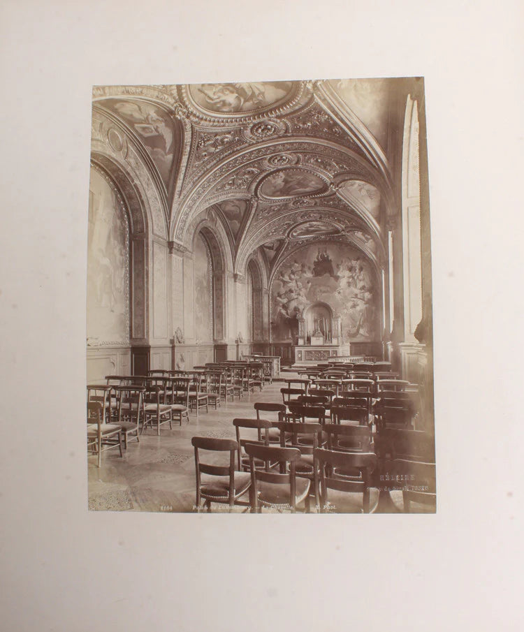 8X11 ALBUMEN OF LUXEMBOURG PALACE CHAPEL INTERIOR W/ STUNNING FRESCO