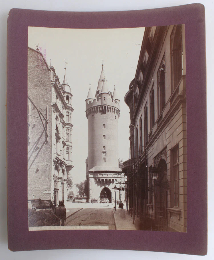 8X10 PHOTO OF ESCHENHEIMER TURM CITY GATE HORSE - FRANKFURT, GERMANY
