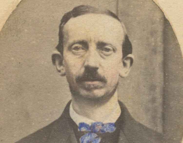 MAN W/ BOW TIE TINTED VINT PHOTO