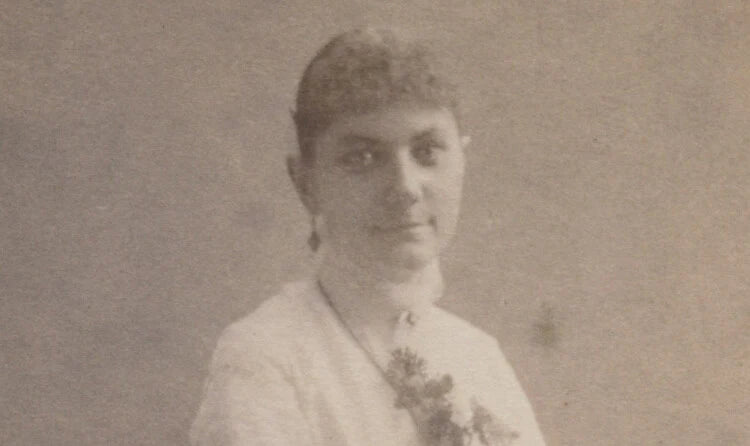 LOWELL, MASS, PHOTO OF LADY W/ LONG PRETTY DRESS