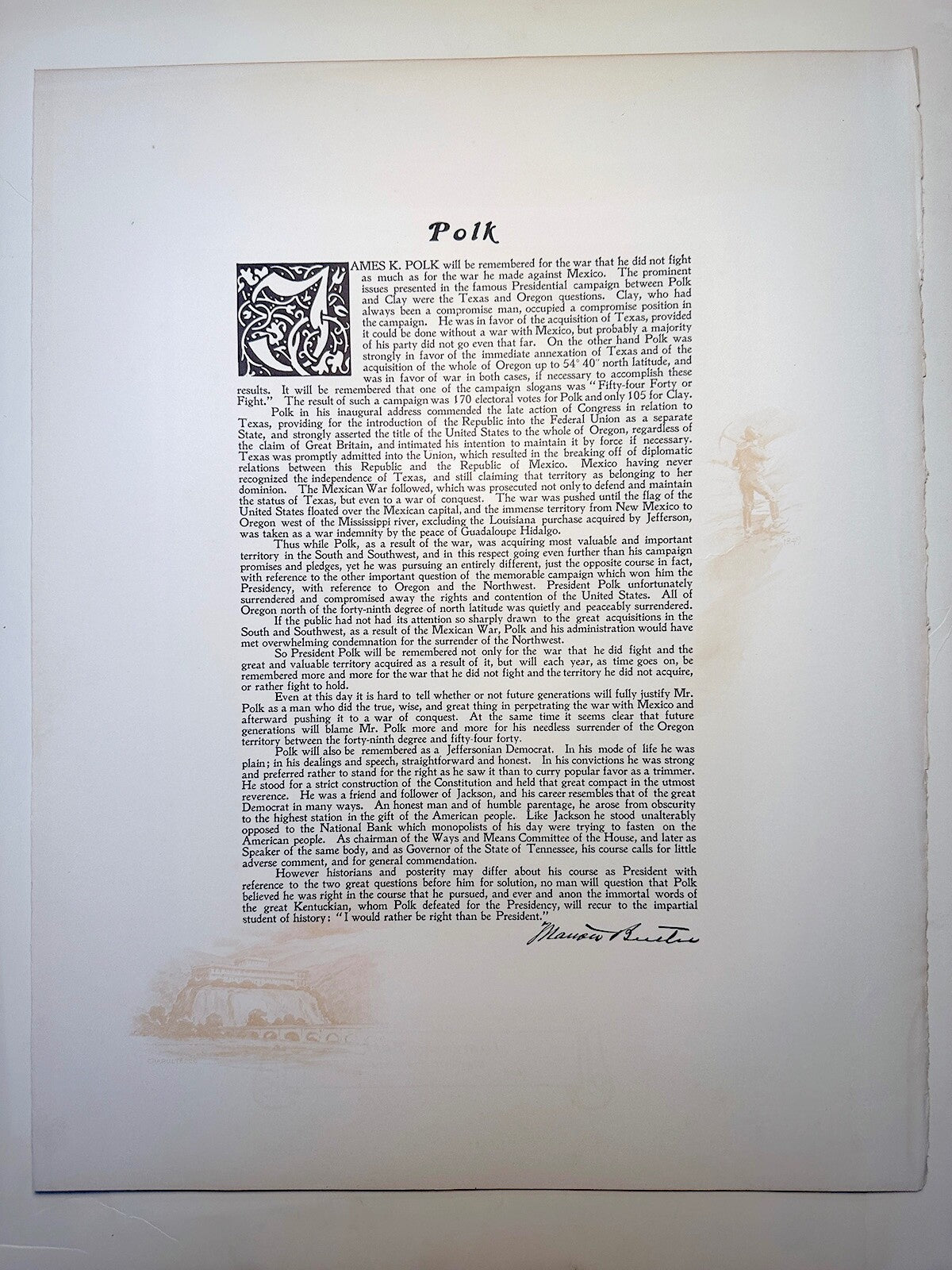 Vintage Photogravure of James K Polk - White House Gallery Two-Page Set with