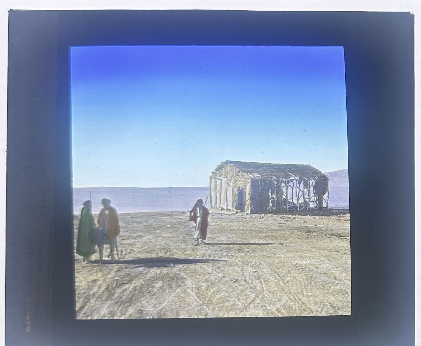 Rare Vintage lantern slide Refuge Sur Le Lord de la mer Monte - 3.25x4 in glass