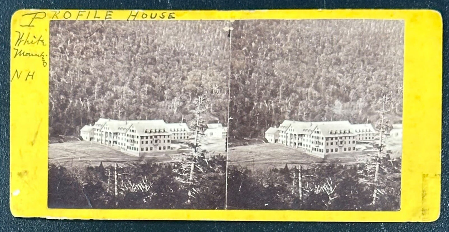 Vintage stereoview card Profile House White Mountains NH - 3D stereograph photo,
