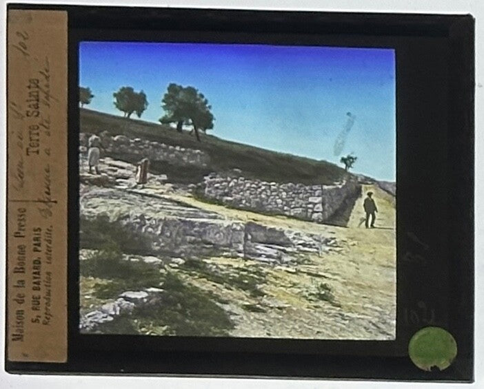 VINTAGE LANTERN SLIDE Holy Land: 3.25X4IN HAND TINTED