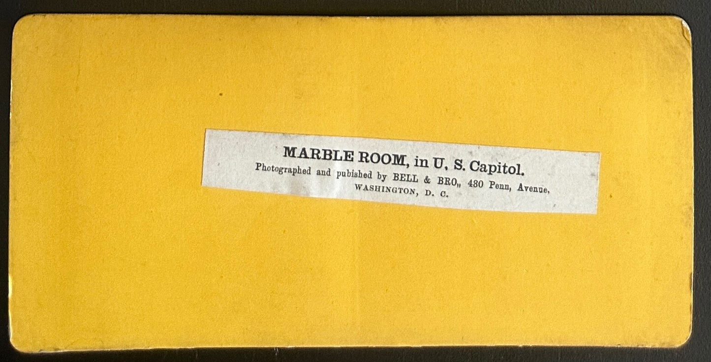 Vintage Stereo View Card Marble Room US Capitol Washington DC 3.5x7in 3D Photo