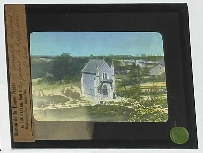 Vintage lantern slide Terre Sainte Saint Joseph Chapel 3.25x4 in, collectible