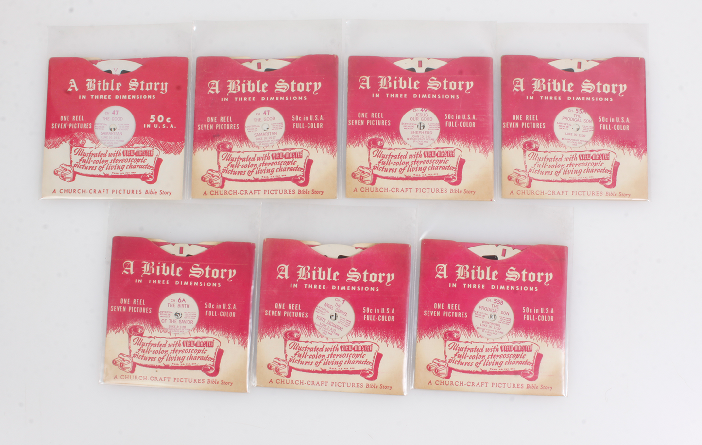 Set of 7 View Master Reel, Prodigal Son, good Samaritan, and More