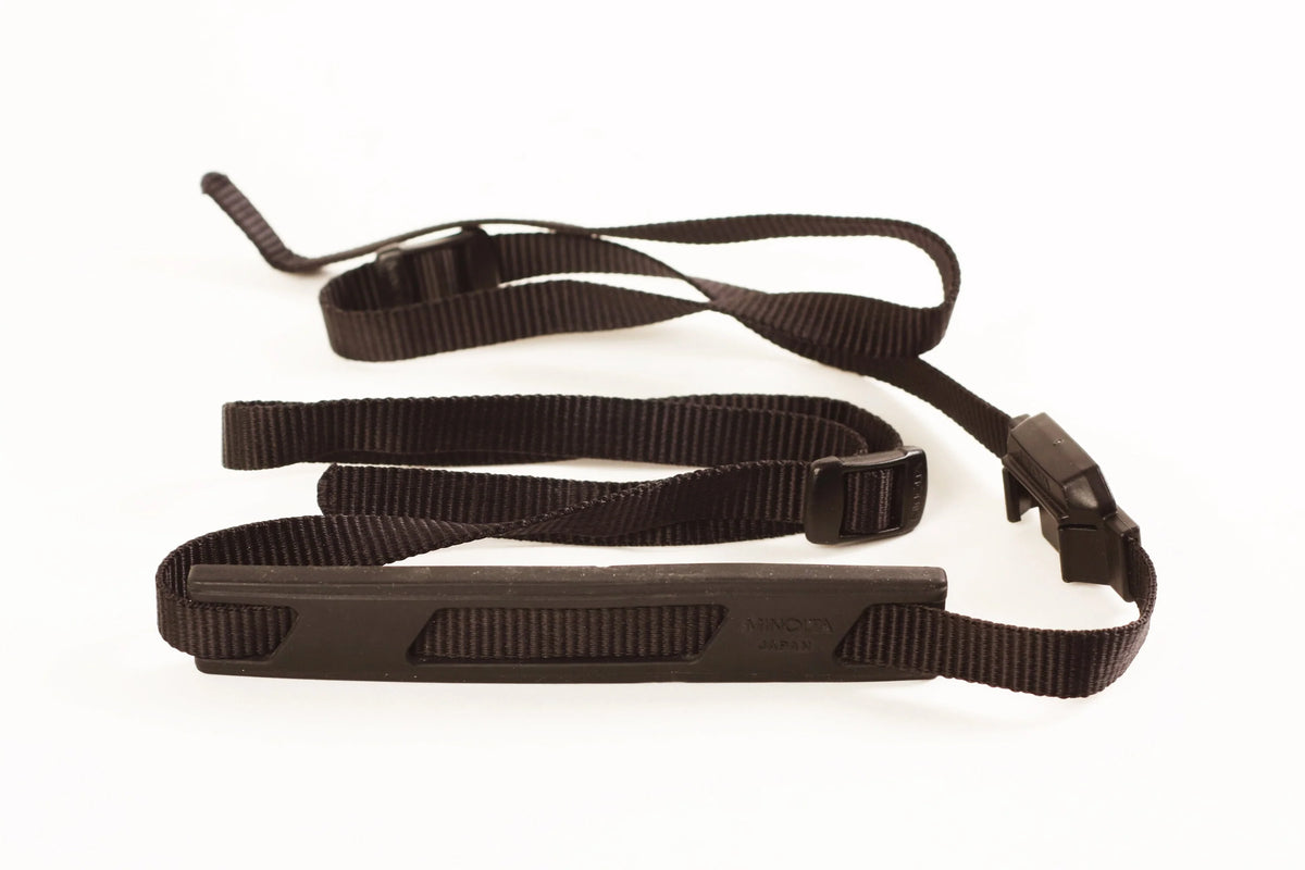 Vintage Minolta Maxxum Camera Strap - Black Nylon Canvas and Rubber Pad
