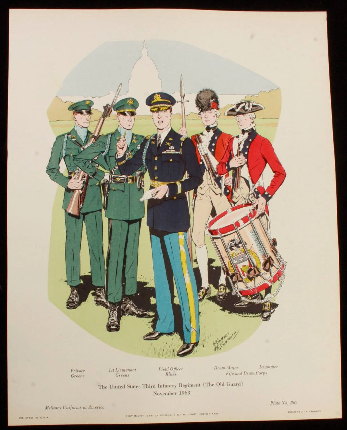 The US Third Infantry Regiment Old Guard Nov 1963 Illustration 11x14