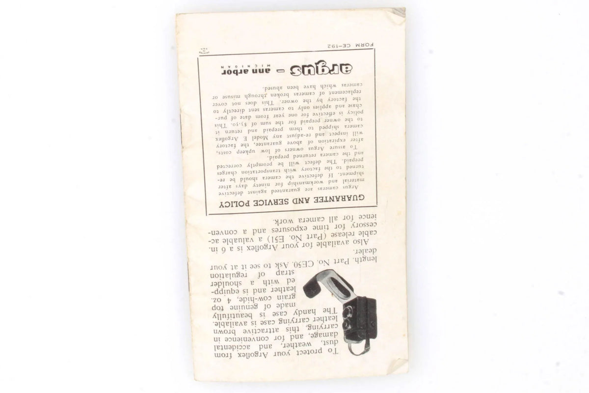 Argus Argoflex Model E Instruction Book