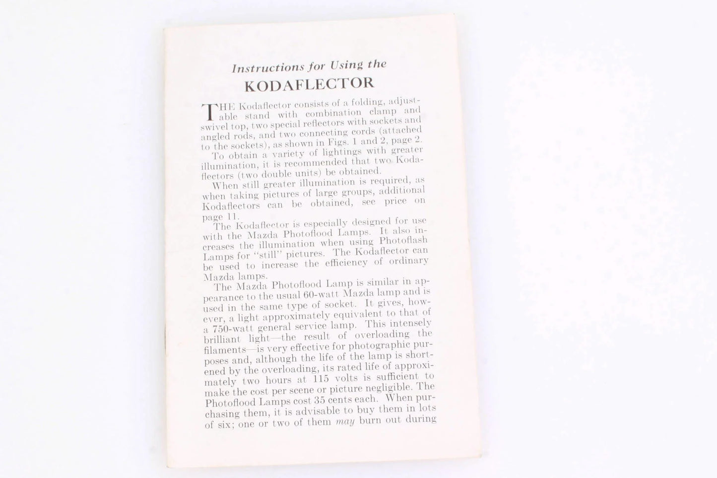 Kodak Kodaflector Instruction Manual