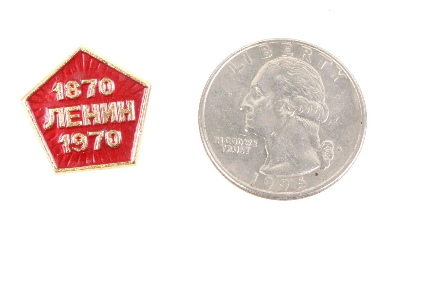 Red Hexagon Lenin Pin