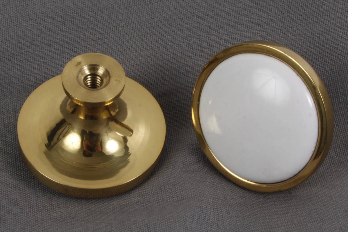 Baldwin Brass & Porcelain Cabinet Pull Handle w/ 2 Pull Knobs
