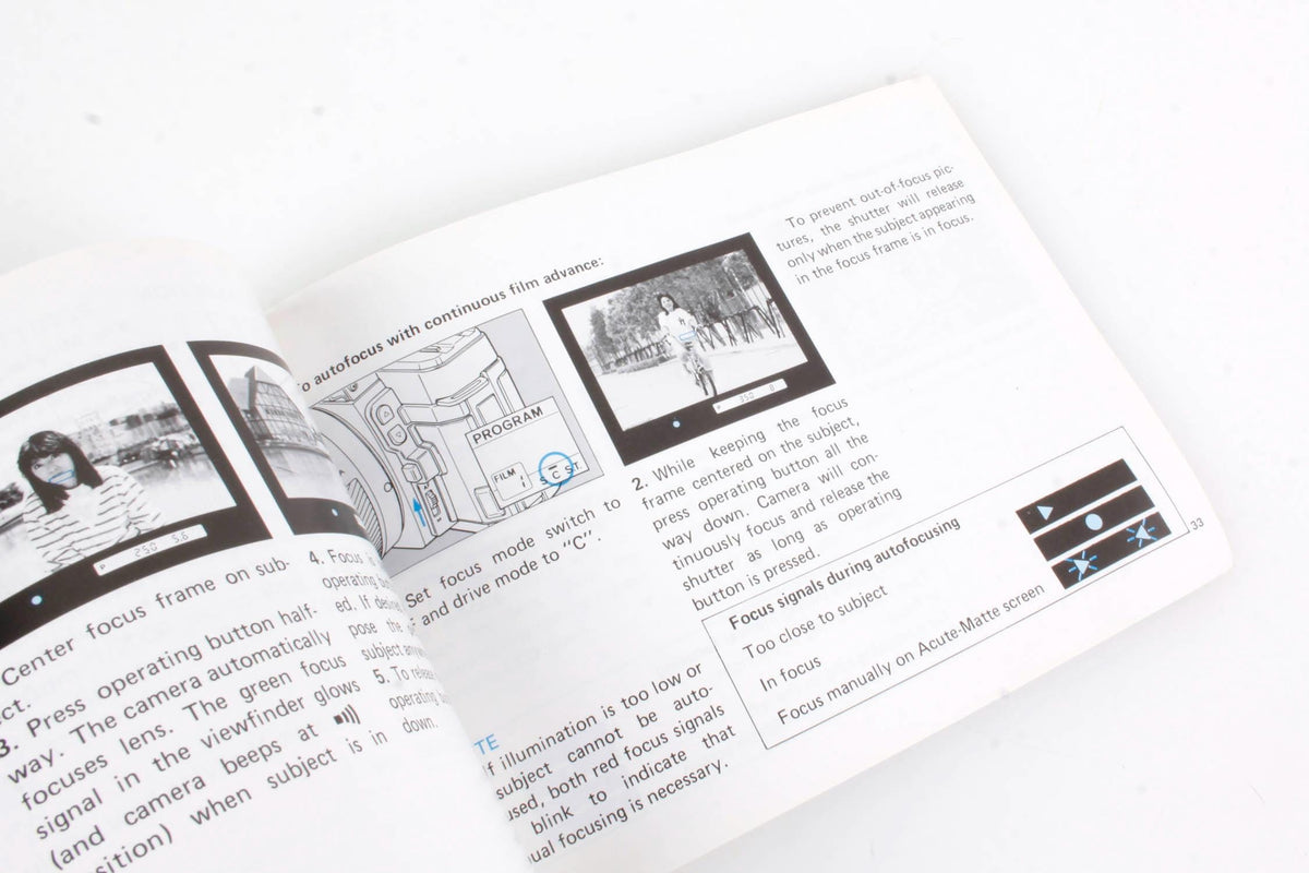 Minolta Maxxum 7000 Camera Manual + Lens Booklet