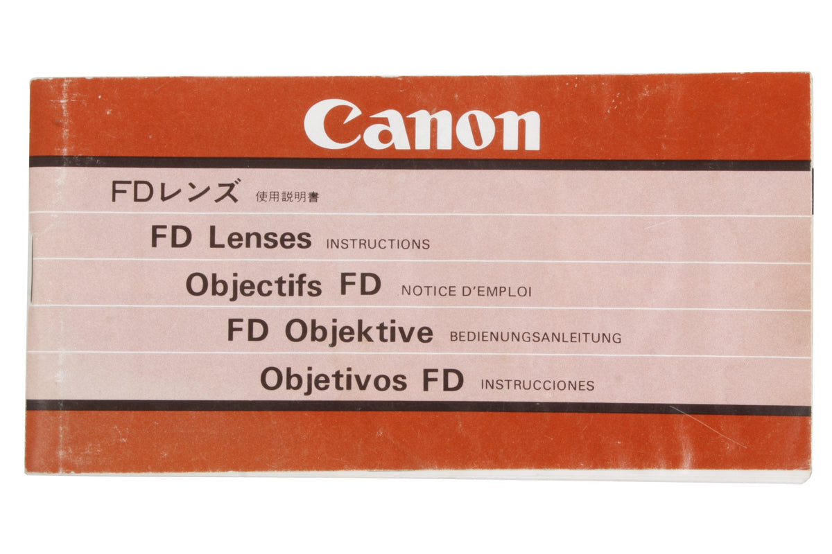 Canon FD Film Lenses Instructions